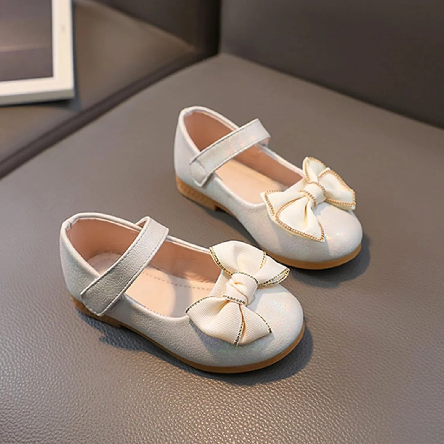 Toddler Girls Dress Shoes Flower Girl Little Kids Mary Jane Ballet Flats Bows Wedding Party School Communion Shoes