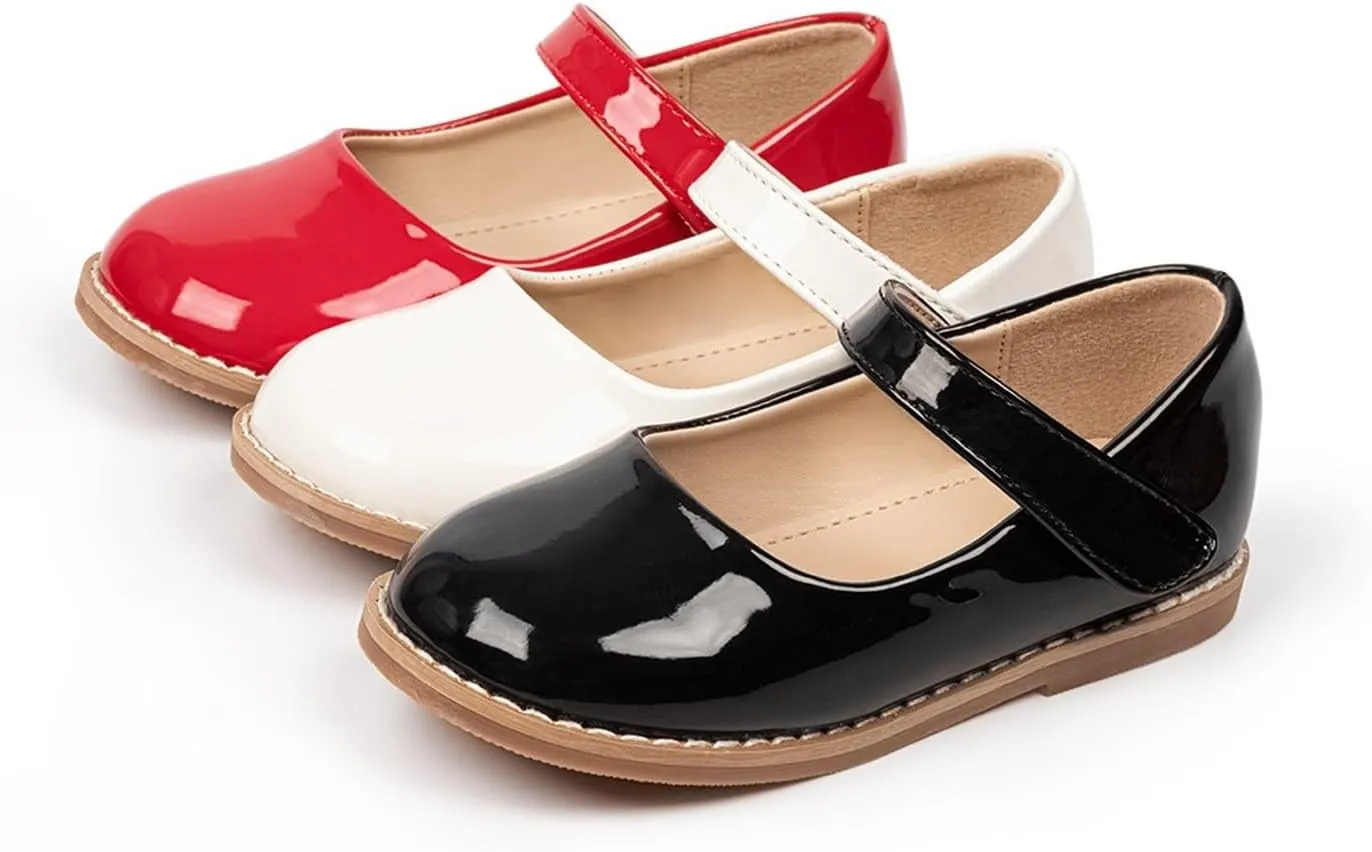Toddler Girls Mary Jane Dress Shoes Ballet Flat𝘀 Little Girls Soft Leather Slip-On Princess Wedding Par𝘁y Shoes