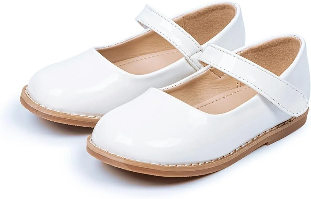 Toddler Girls Mary Jane Dress Shoes Ballet Flat𝘀 Little Girls Soft Leather Slip-On Princess Wedding Par𝘁y Shoes