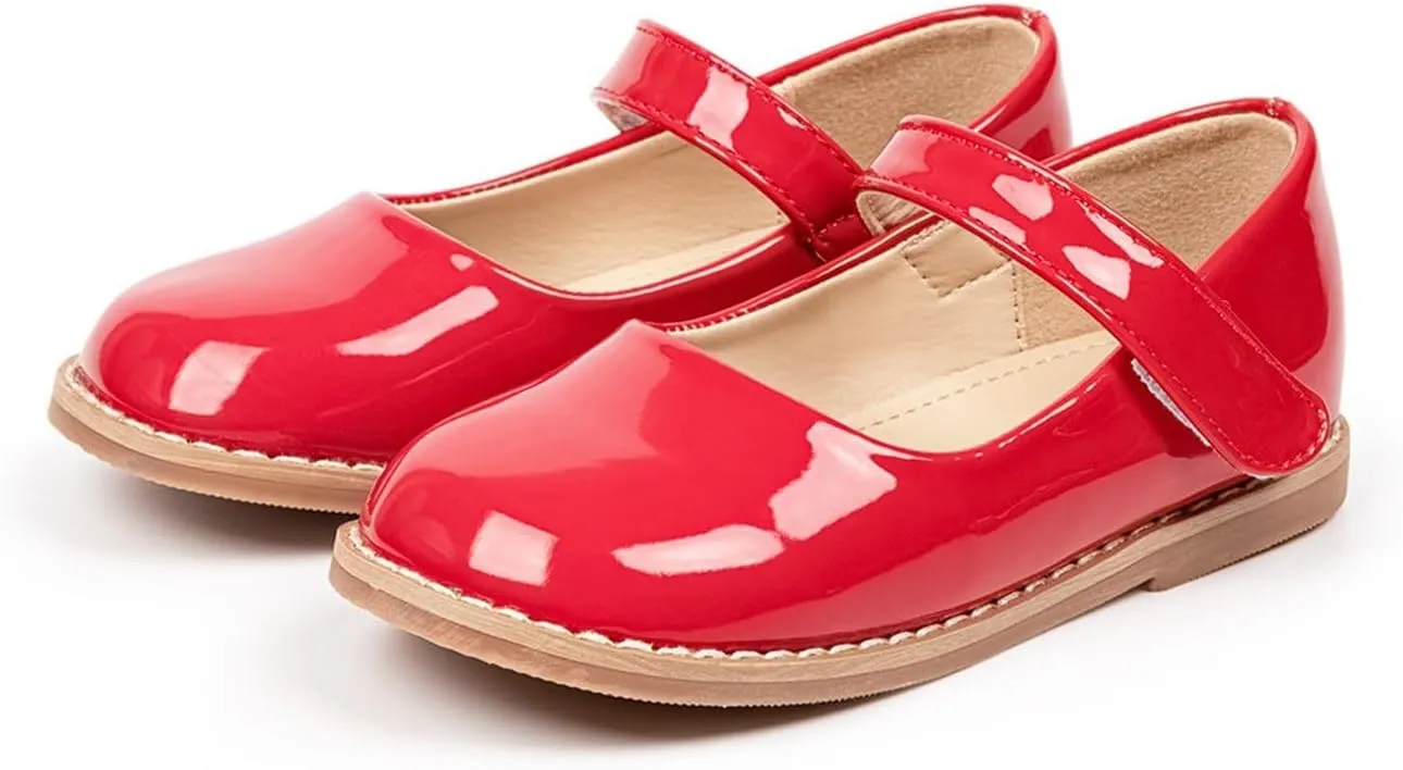 Toddler Girls Mary Jane Dress Shoes Ballet Flat𝘀 Little Girls Soft Leather Slip-On Princess Wedding Par𝘁y Shoes