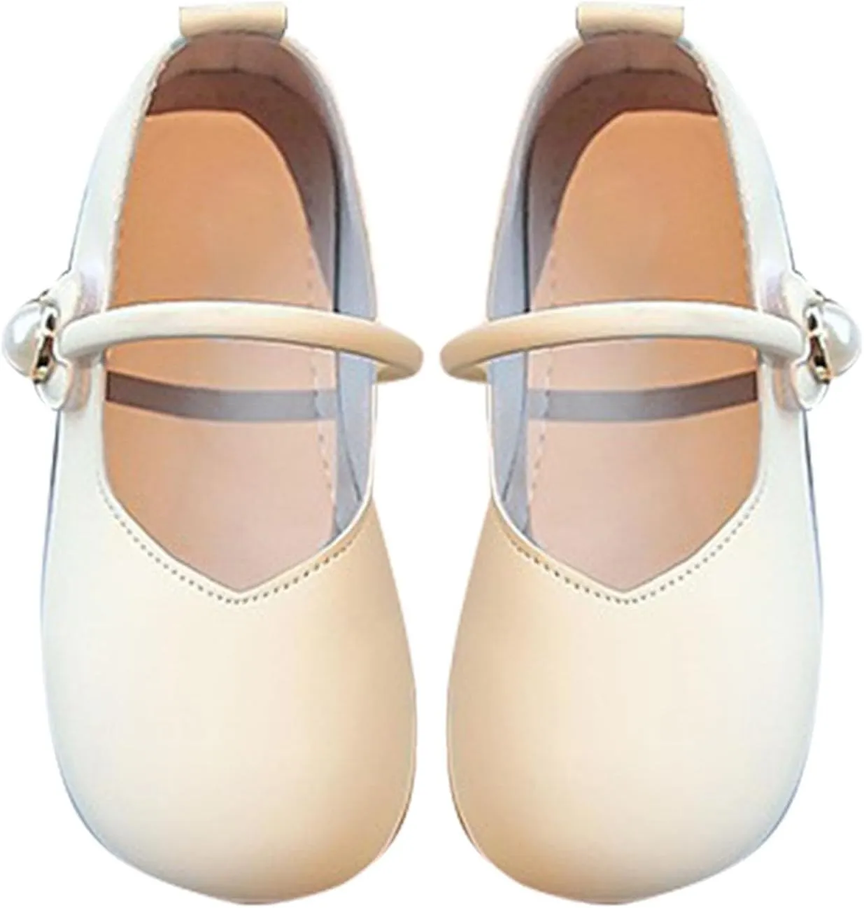 Toddler Wedding Shoes Flower Girl Mary Jane Shoes Square Toe Ballet Flat for Girls Slip On Flat for Party School