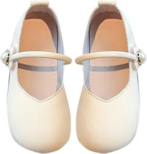 Toddler Wedding Shoes Flower Girl Mary Jane Shoes Square Toe Ballet Flat for Girls Slip On Flat for Party School