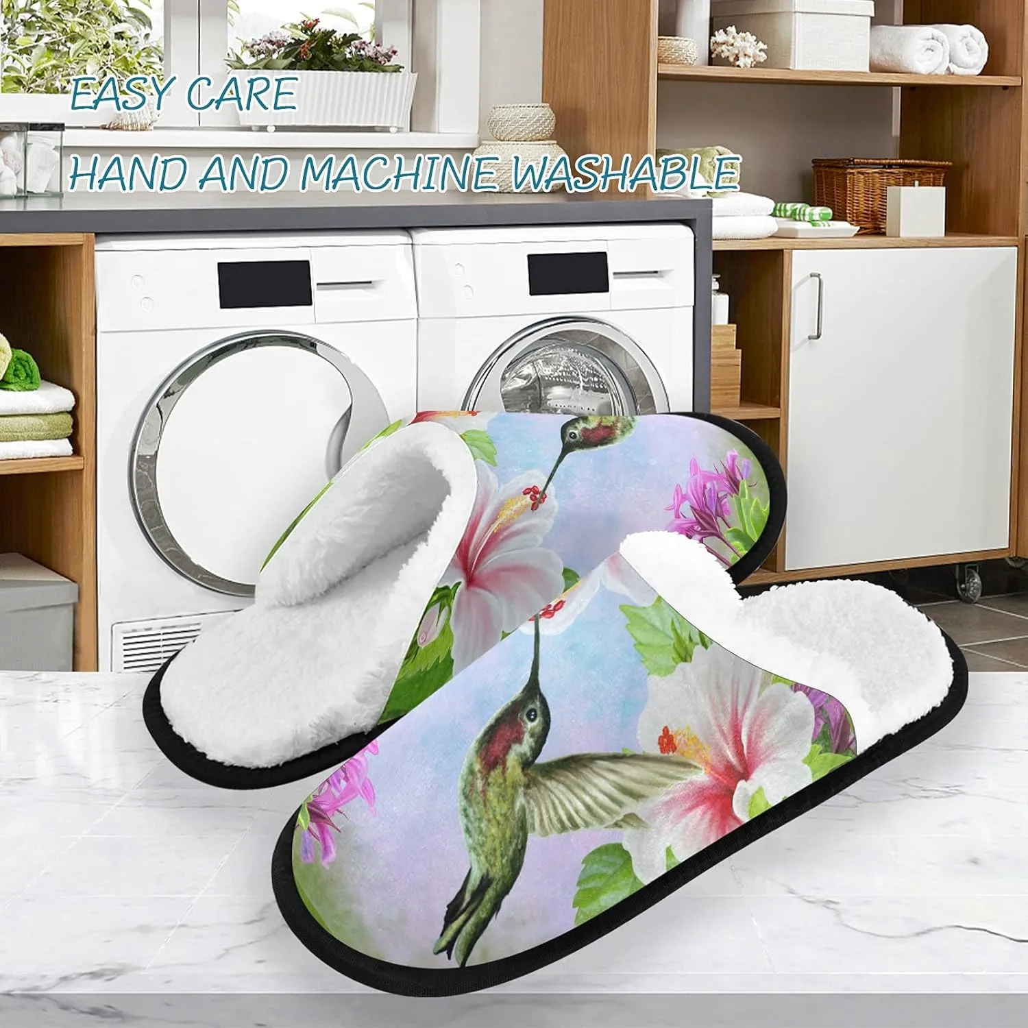 Visesunny Stylish Men Women Slippers - Unisex Adults House Shoes Lightweight Indoor Travel Warm Slippers