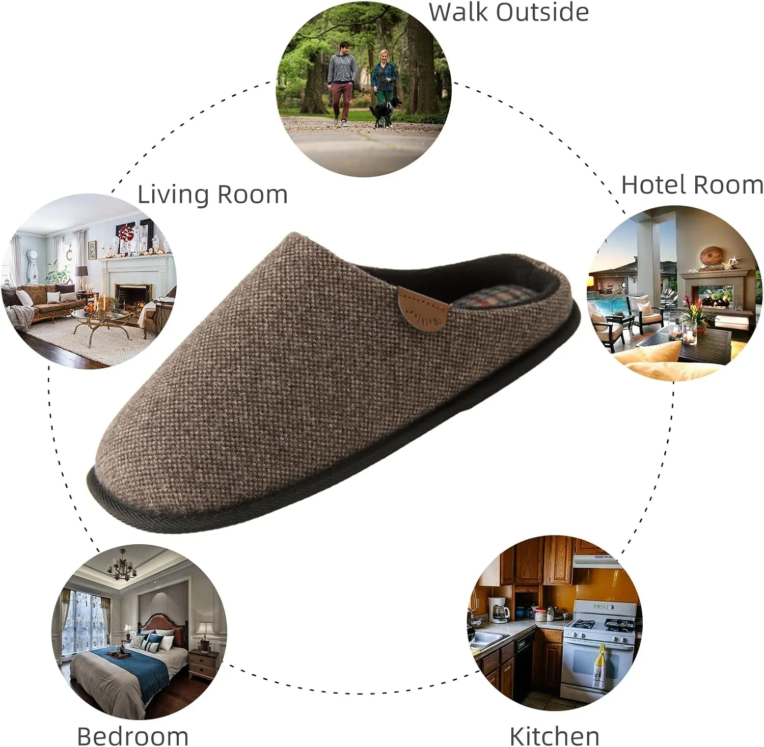 WALKFUN Men's Memory Foam Slippers - Comfortable Indoor Shoes, Two-Tone Home Slippers for Bedroom, Spa, Office