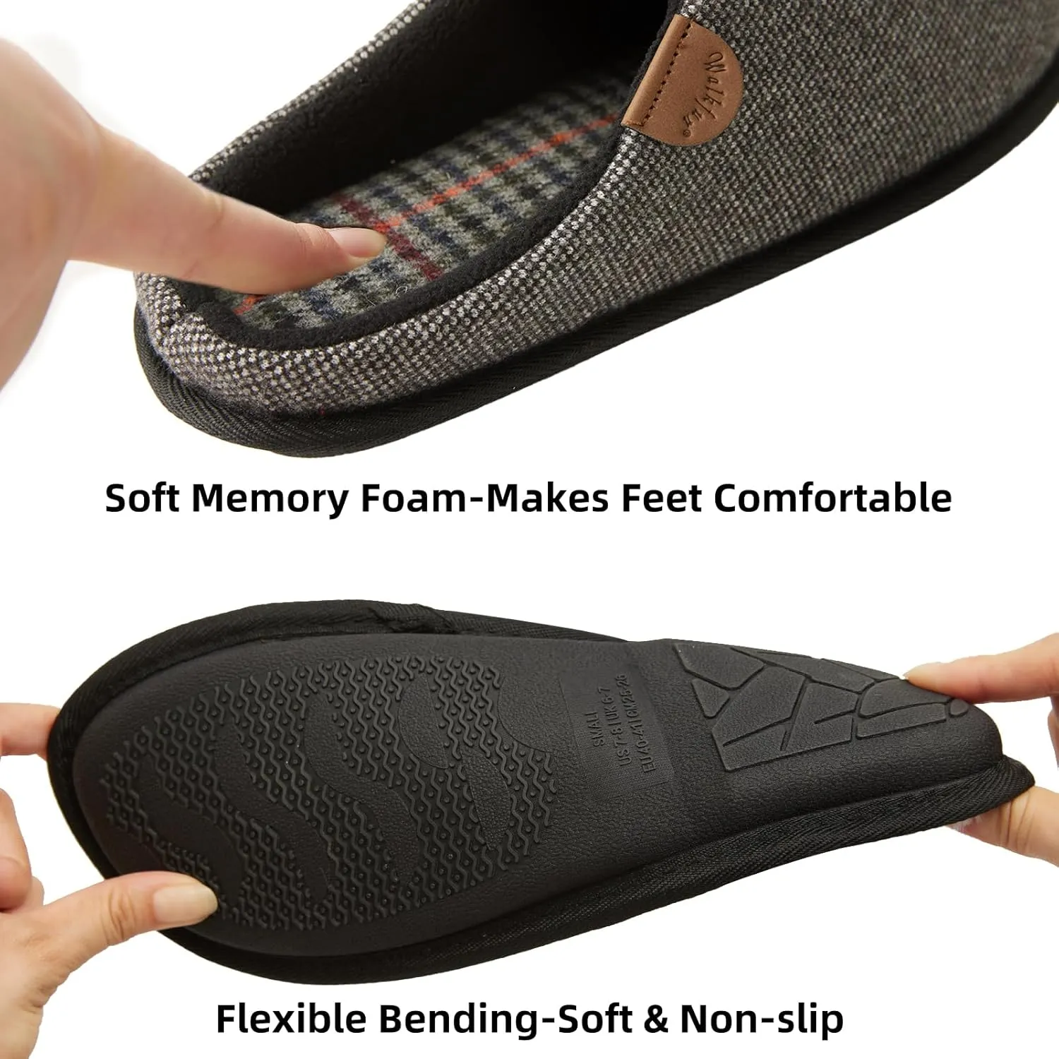 WALKFUN Men's Memory Foam Slippers - Comfortable Indoor Shoes, Two-Tone Home Slippers for Bedroom, Spa, Office