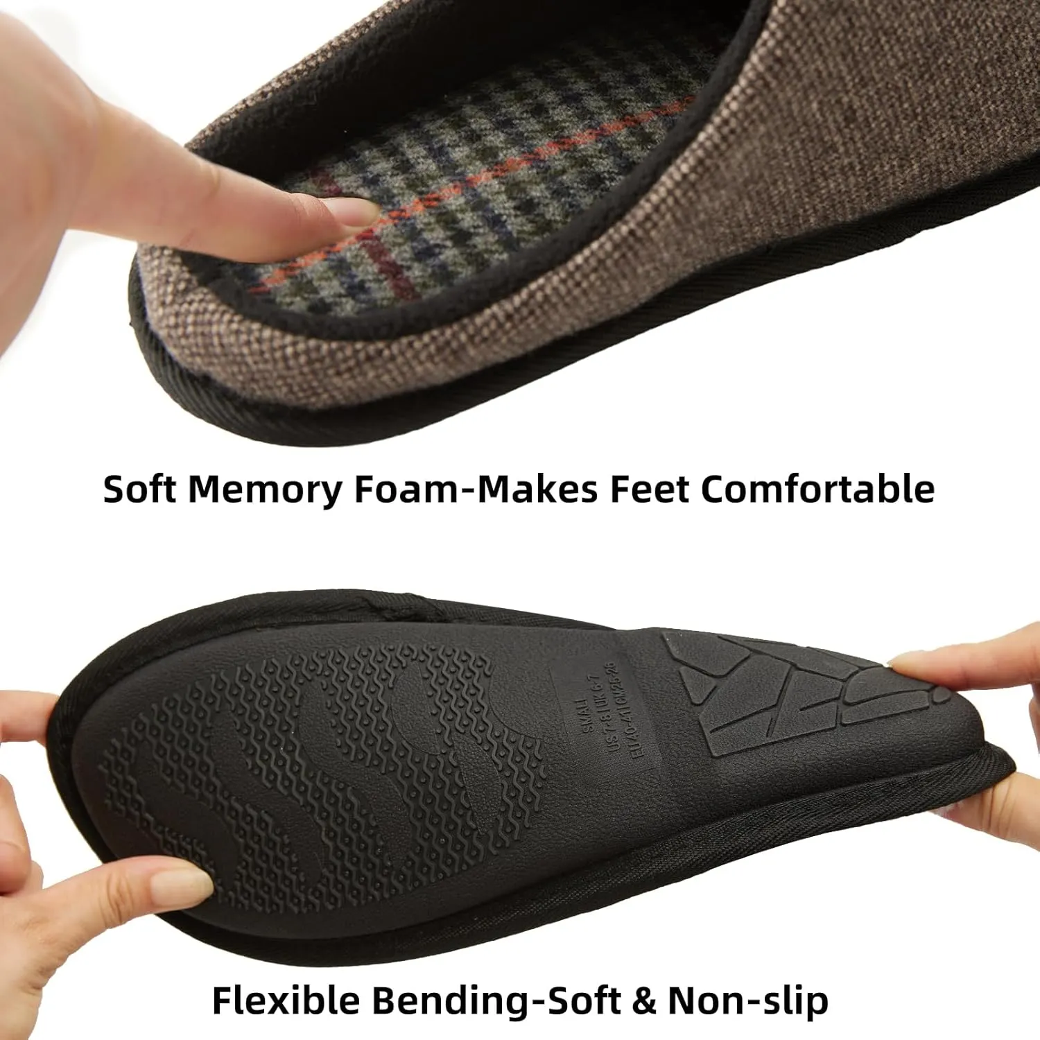 WALKFUN Men's Memory Foam Slippers - Comfortable Indoor Shoes, Two-Tone Home Slippers for Bedroom, Spa, Office