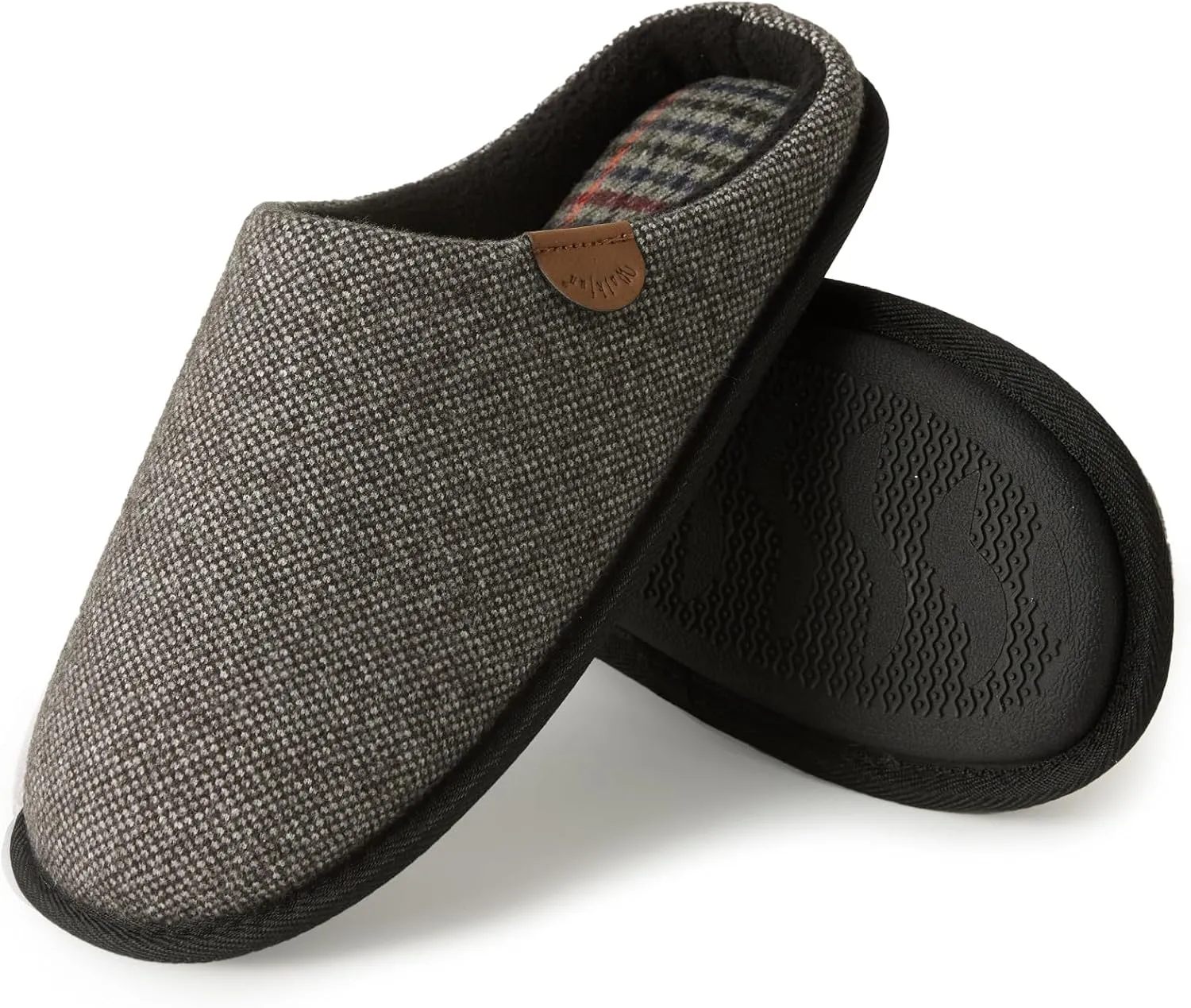 WALKFUN Men's Memory Foam Slippers - Comfortable Indoor Shoes, Two-Tone Home Slippers for Bedroom, Spa, Office
