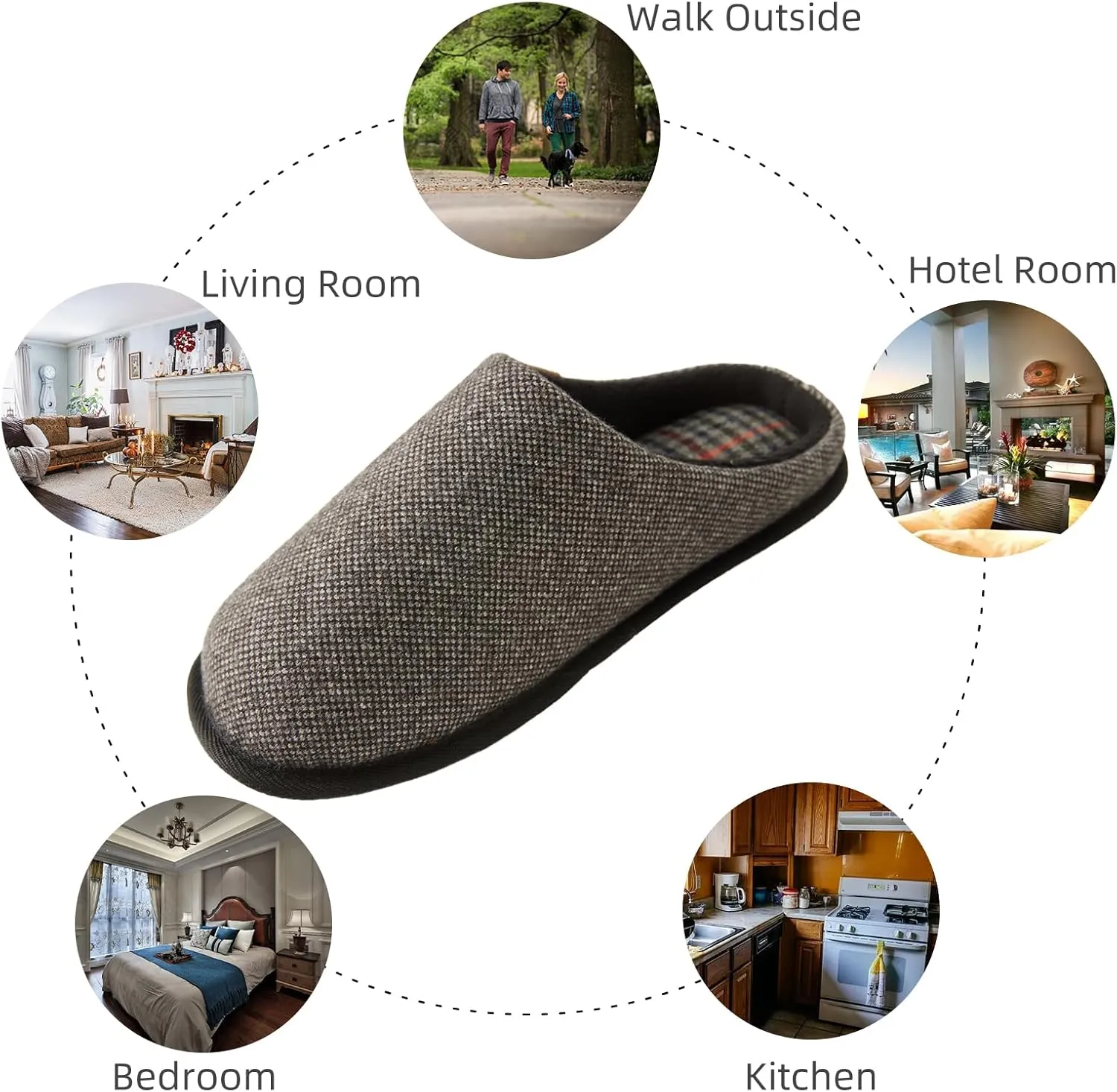 WALKFUN Men's Memory Foam Slippers - Comfortable Indoor Shoes, Two-Tone Home Slippers for Bedroom, Spa, Office
