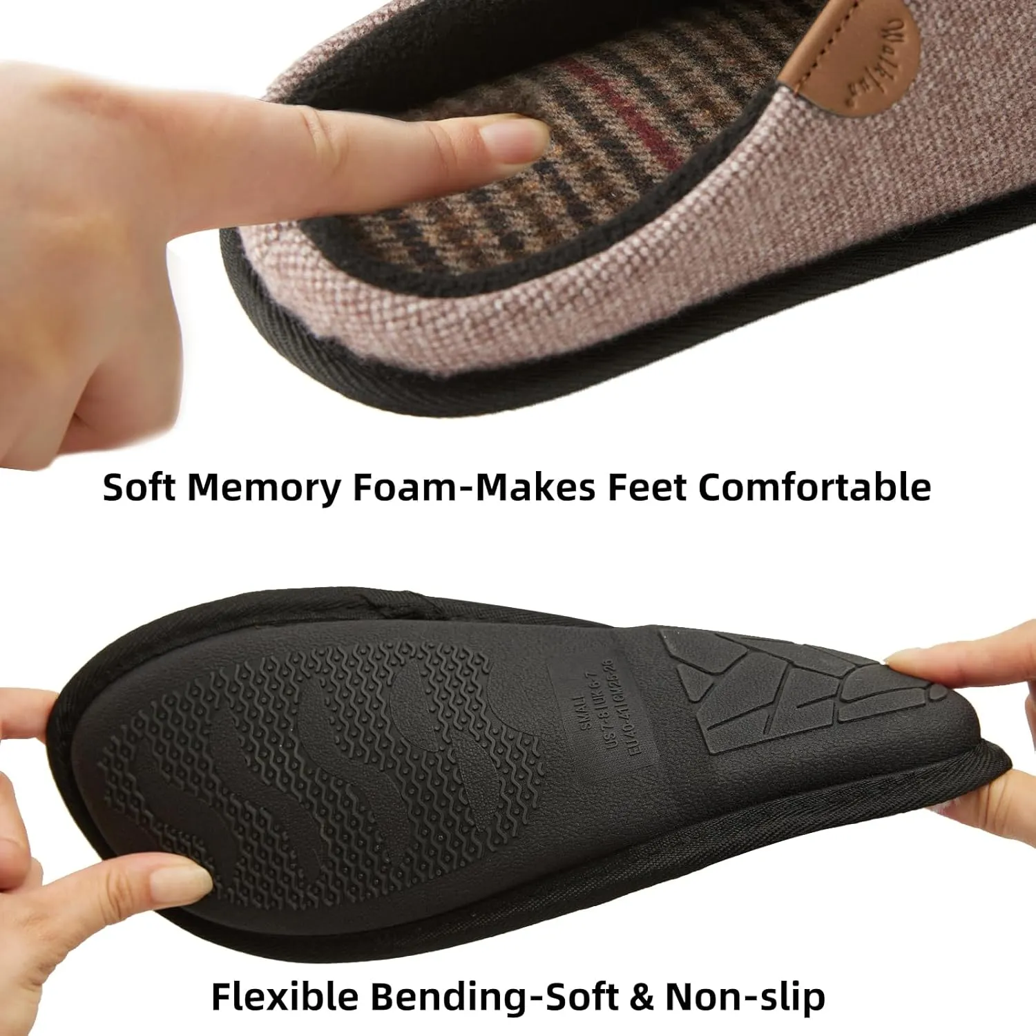 WALKFUN Men's Memory Foam Slippers - Comfortable Indoor Shoes, Two-Tone Home Slippers for Bedroom, Spa, Office