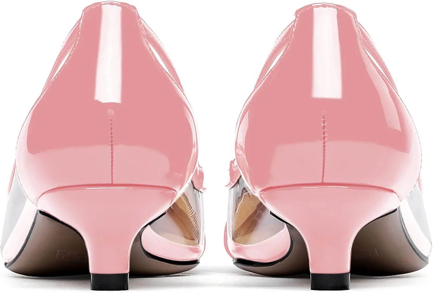 WAYDERNS Women's Pointed Toe Clear Transparent Slip On Patent Kitten Low Heel Pumps Shoes 1.5 Inch