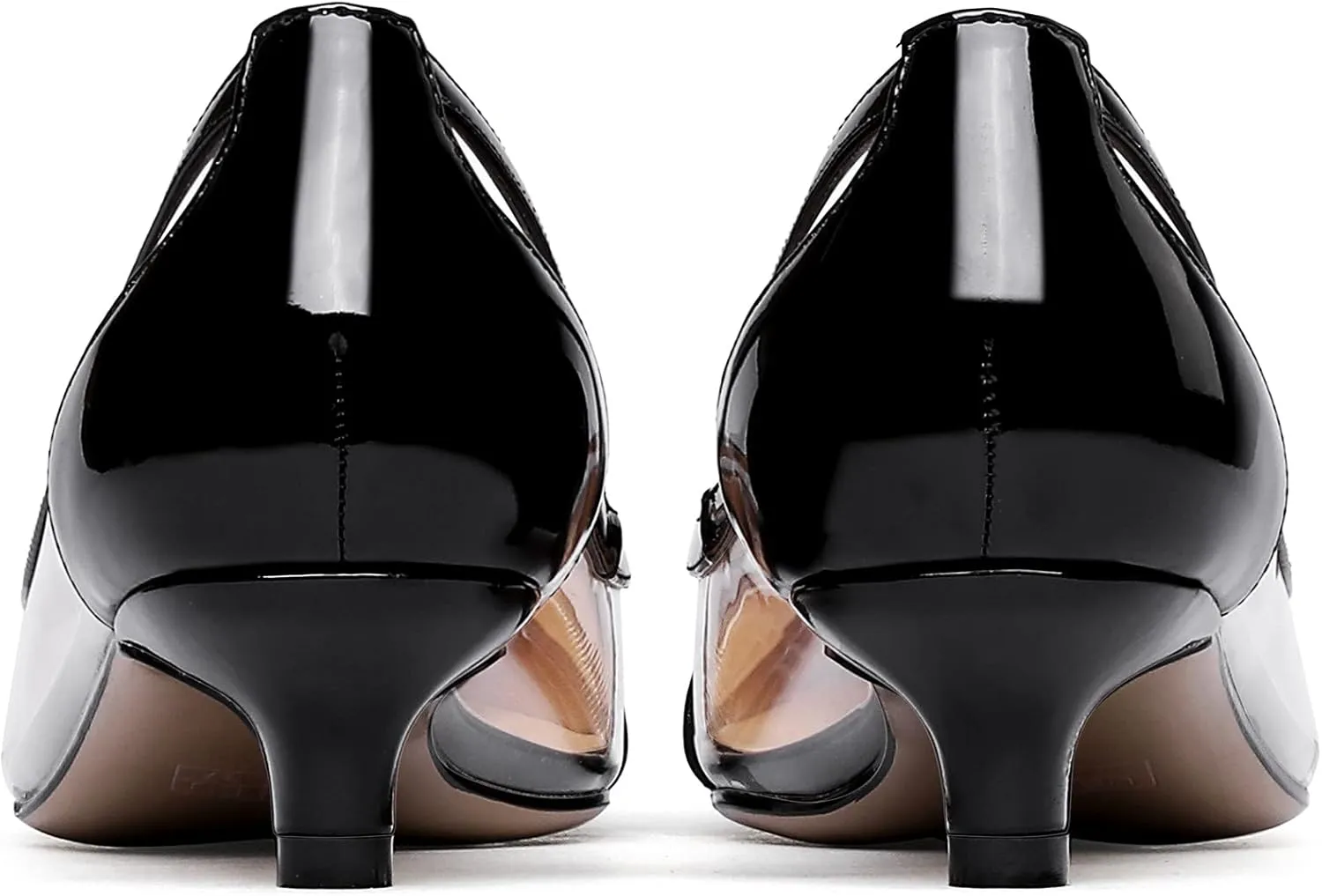 WAYDERNS Women's Pointed Toe Clear Transparent Slip On Patent Kitten Low Heel Pumps Shoes 1.5 Inch