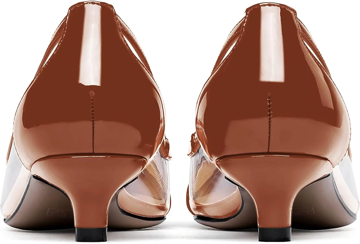 WAYDERNS Women's Pointed Toe Clear Transparent Slip On Patent Kitten Low Heel Pumps Shoes 1.5 Inch