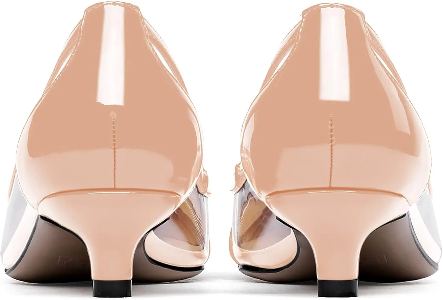 WAYDERNS Women's Pointed Toe Clear Transparent Slip On Patent Kitten Low Heel Pumps Shoes 1.5 Inch