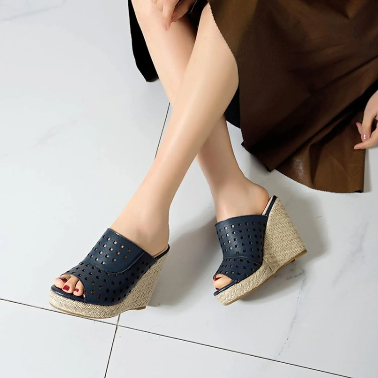 Wedge Sandals for Women Platform Slope Heels Summer Mule Slip on Clog Comfortable Soft Slippers with Arch Support Cork Sandals