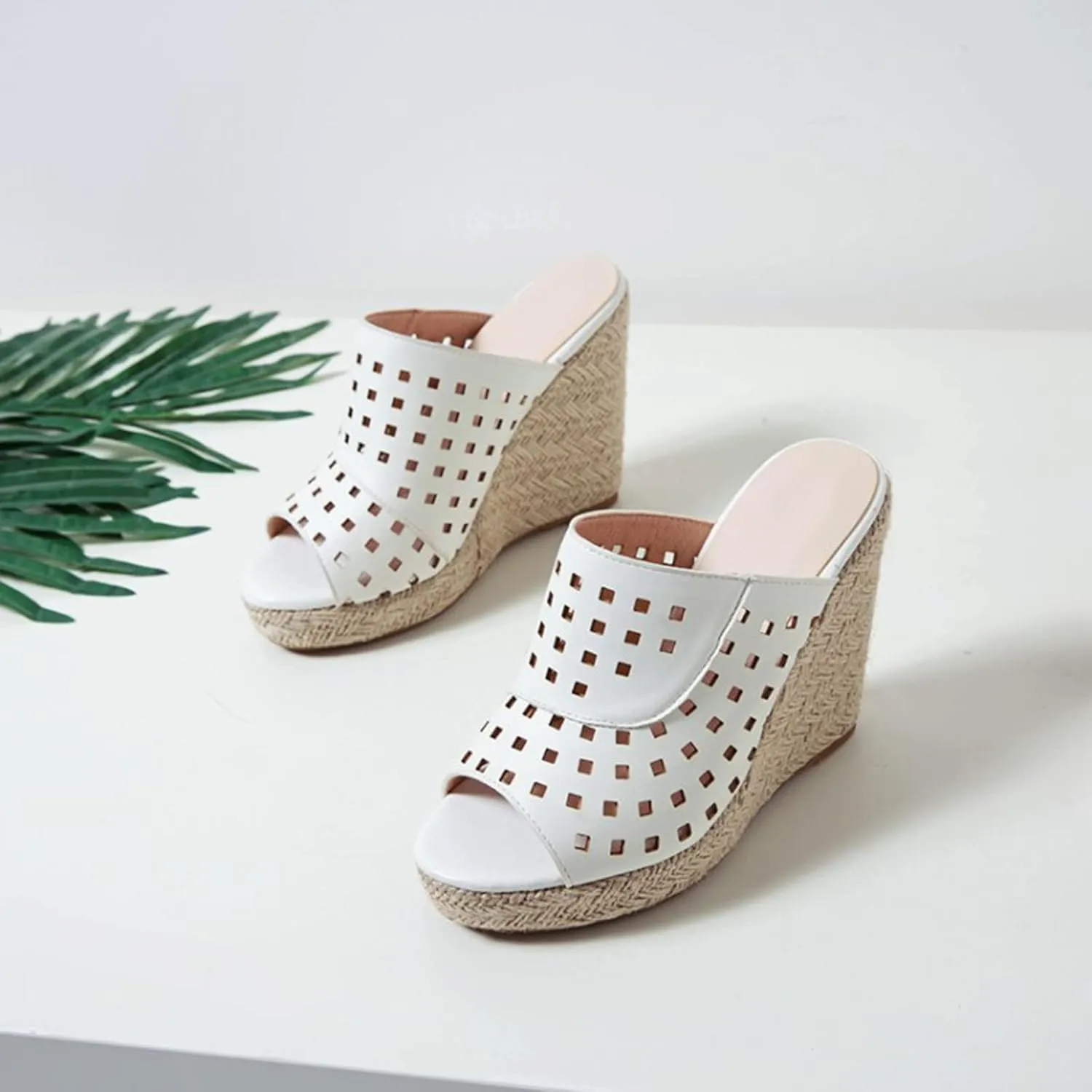 Wedge Sandals for Women Platform Slope Heels Summer Mule Slip on Clog Comfortable Soft Slippers with Arch Support Cork Sandals