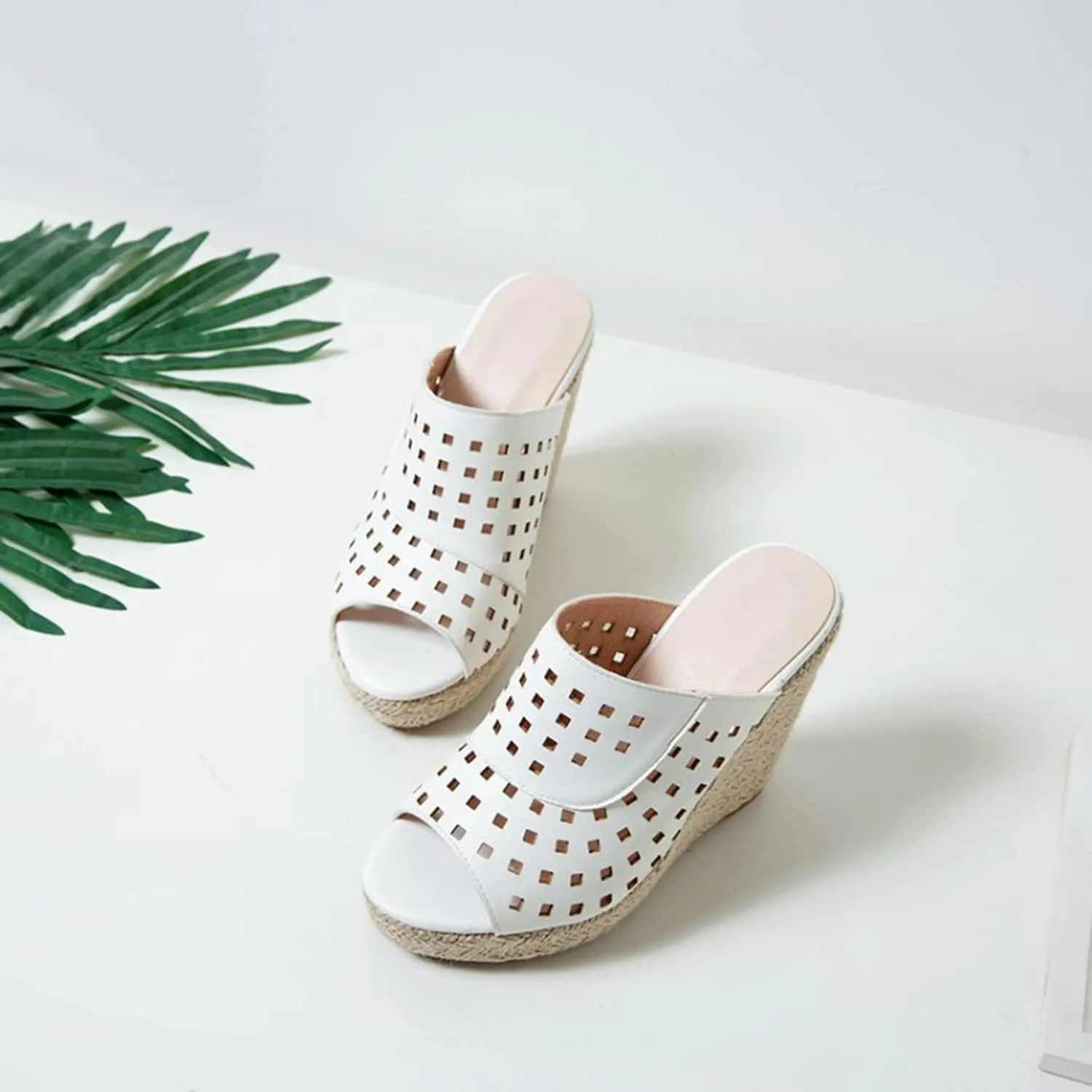 Wedge Sandals for Women Platform Slope Heels Summer Mule Slip on Clog Comfortable Soft Slippers with Arch Support Cork Sandals