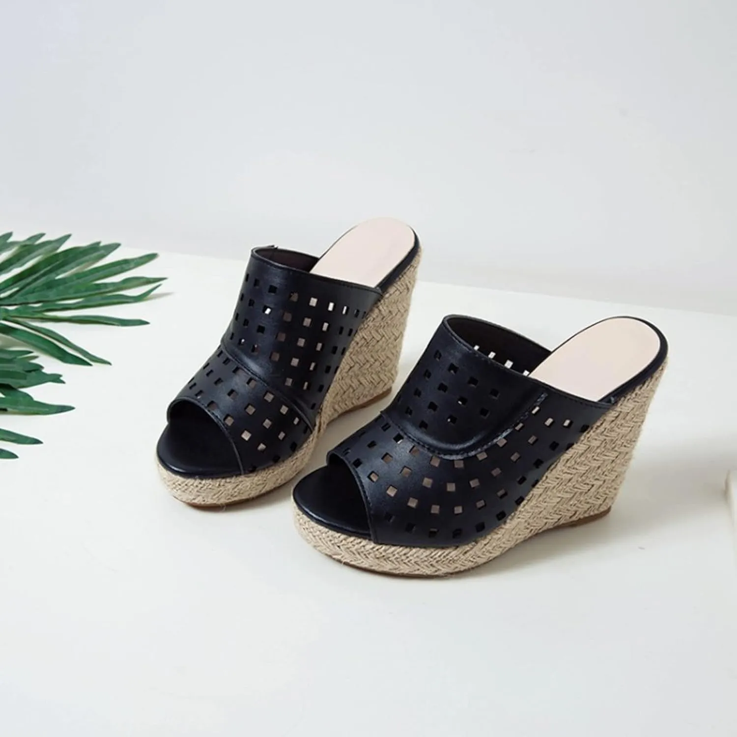 Wedge Sandals for Women Platform Slope Heels Summer Mule Slip on Clog Comfortable Soft Slippers with Arch Support Cork Sandals
