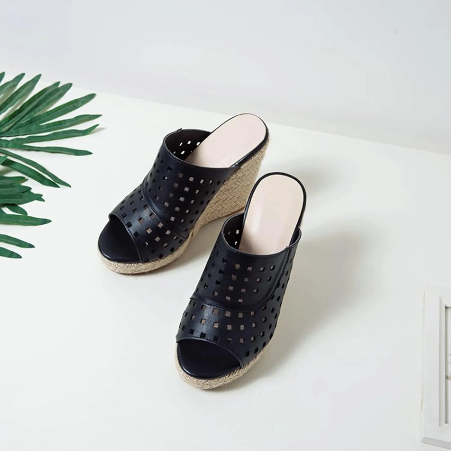 Wedge Sandals for Women Platform Slope Heels Summer Mule Slip on Clog Comfortable Soft Slippers with Arch Support Cork Sandals