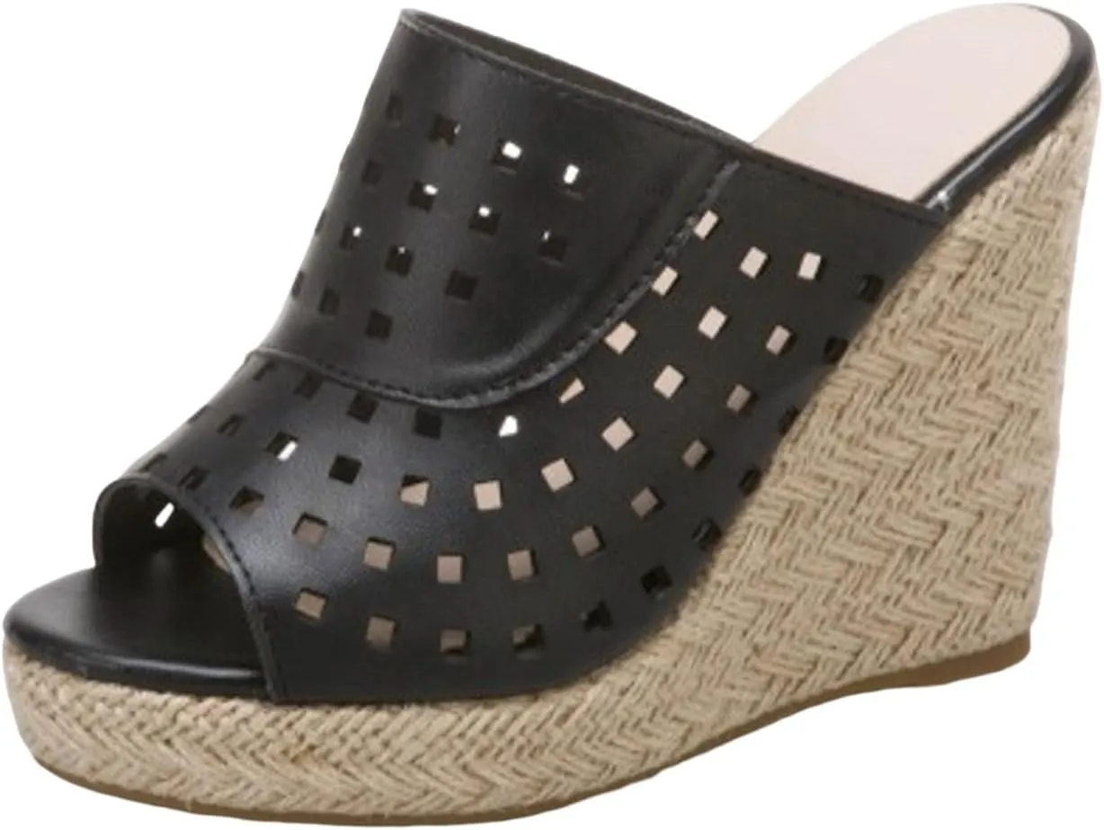 Wedge Sandals for Women Platform Slope Heels Summer Mule Slip on Clog Comfortable Soft Slippers with Arch Support Cork Sandals