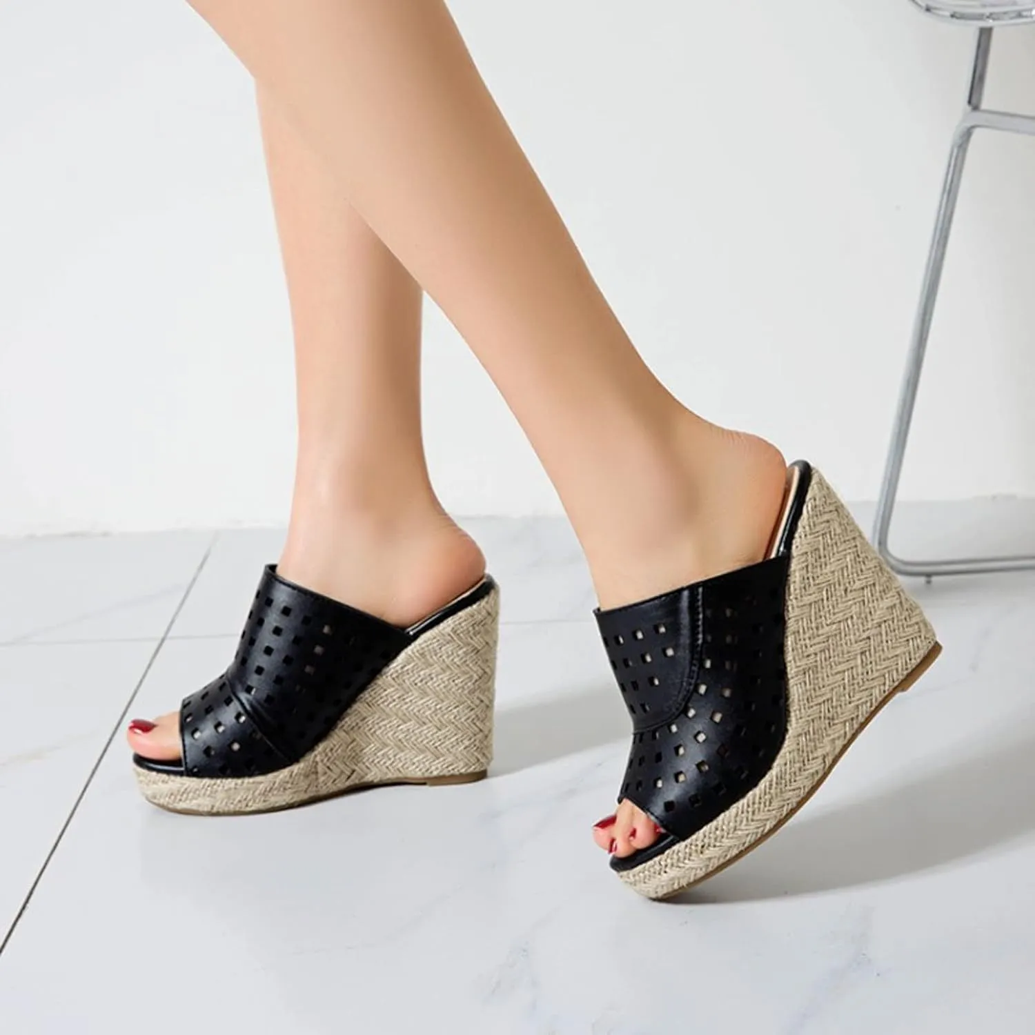 Wedge Sandals for Women Platform Slope Heels Summer Mule Slip on Clog Comfortable Soft Slippers with Arch Support Cork Sandals
