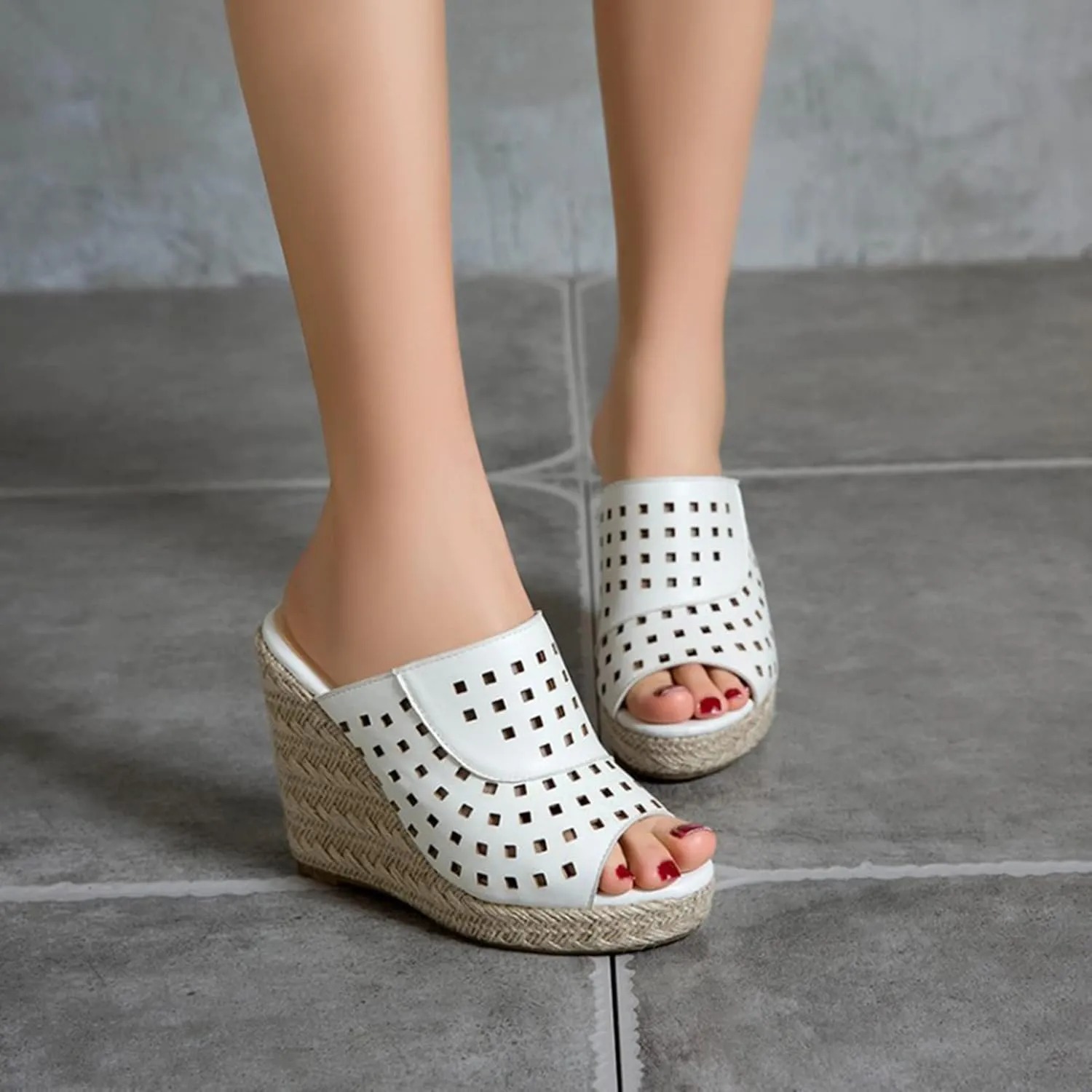 Wedge Sandals for Women Platform Slope Heels Summer Mule Slip on Clog Comfortable Soft Slippers with Arch Support Cork Sandals