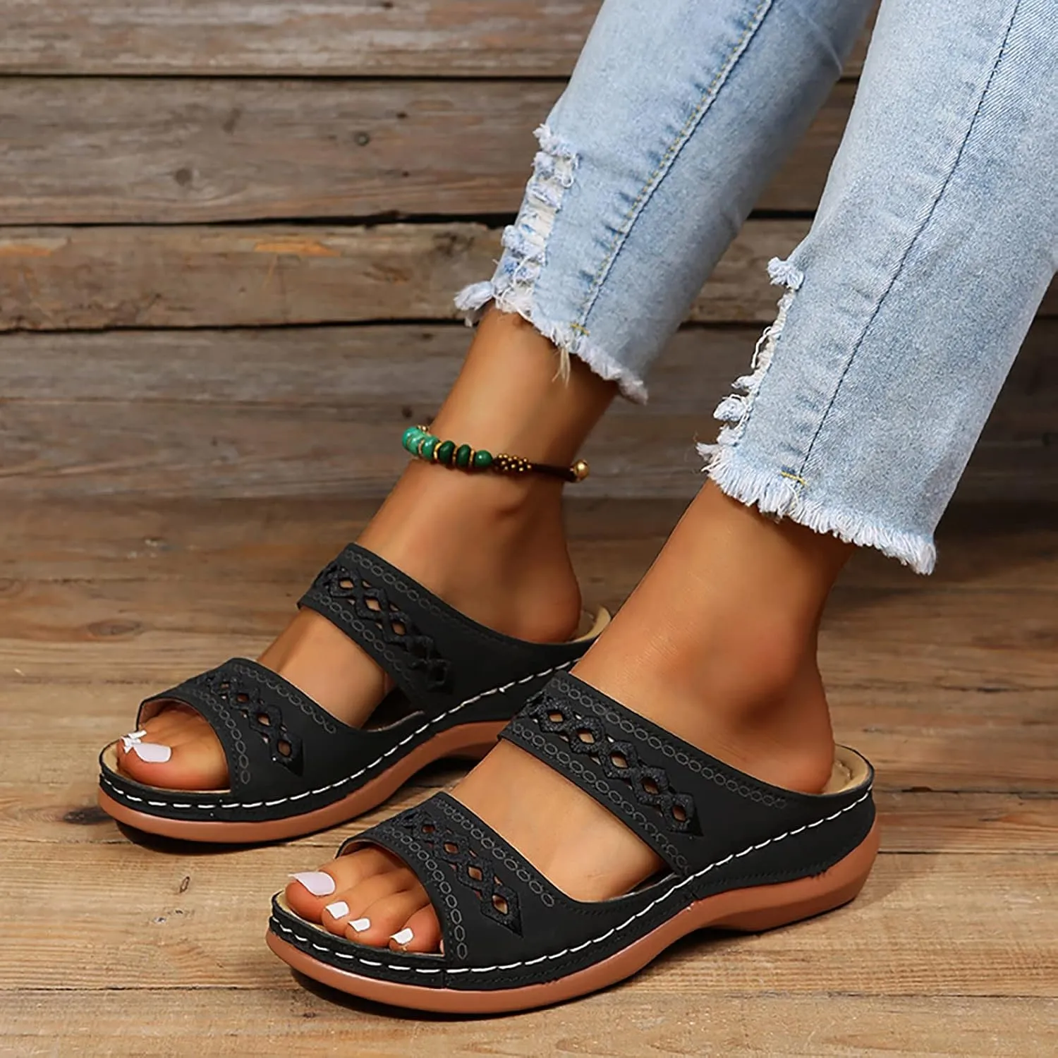 Wide Wedge Sandals for Women Women's Slipper Thong Flipflop Womans Sandals Indoor Outdoor Slippers Soft Slippers Pool Shoes