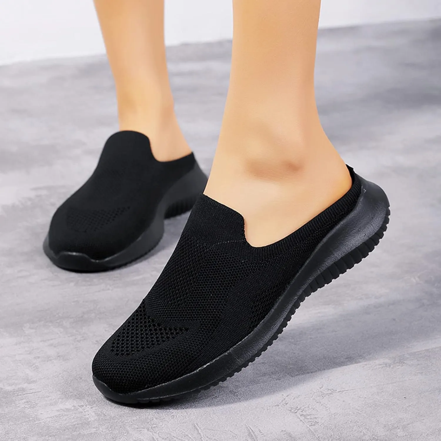 Women Breathable Non Slip Soft Sole Mesh Tennis Walking Breathable Fashion Sneaker Booties for Women with Heel