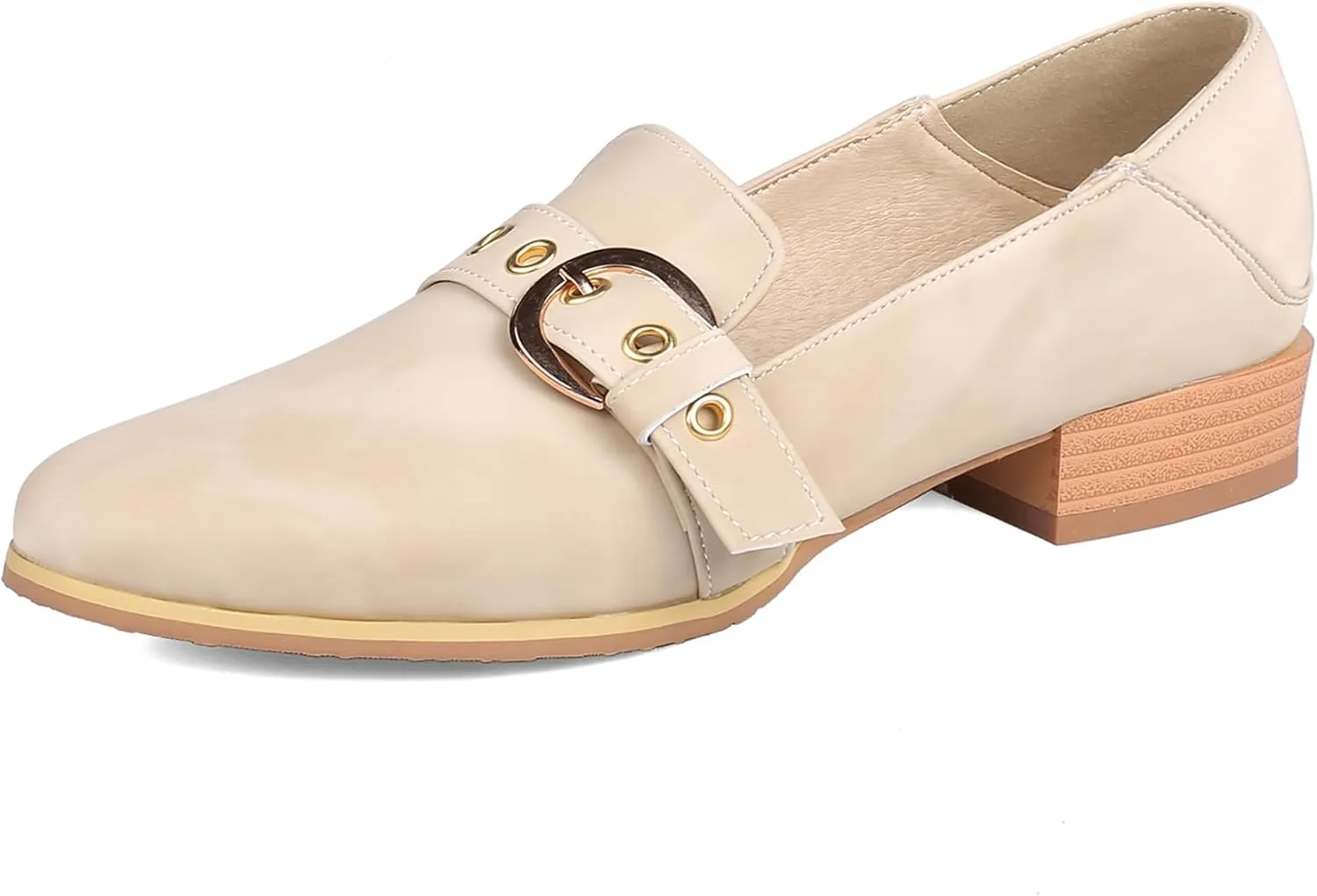 Women Buckle Loafers Office Chunky Heels Daily Shoes