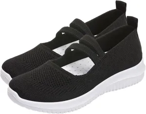 Women Flat Shoes Loafers Breathable Woven Go Walking Soft Orthopedic Shoes Slip On Foam Shoes Arch Support Sneakers