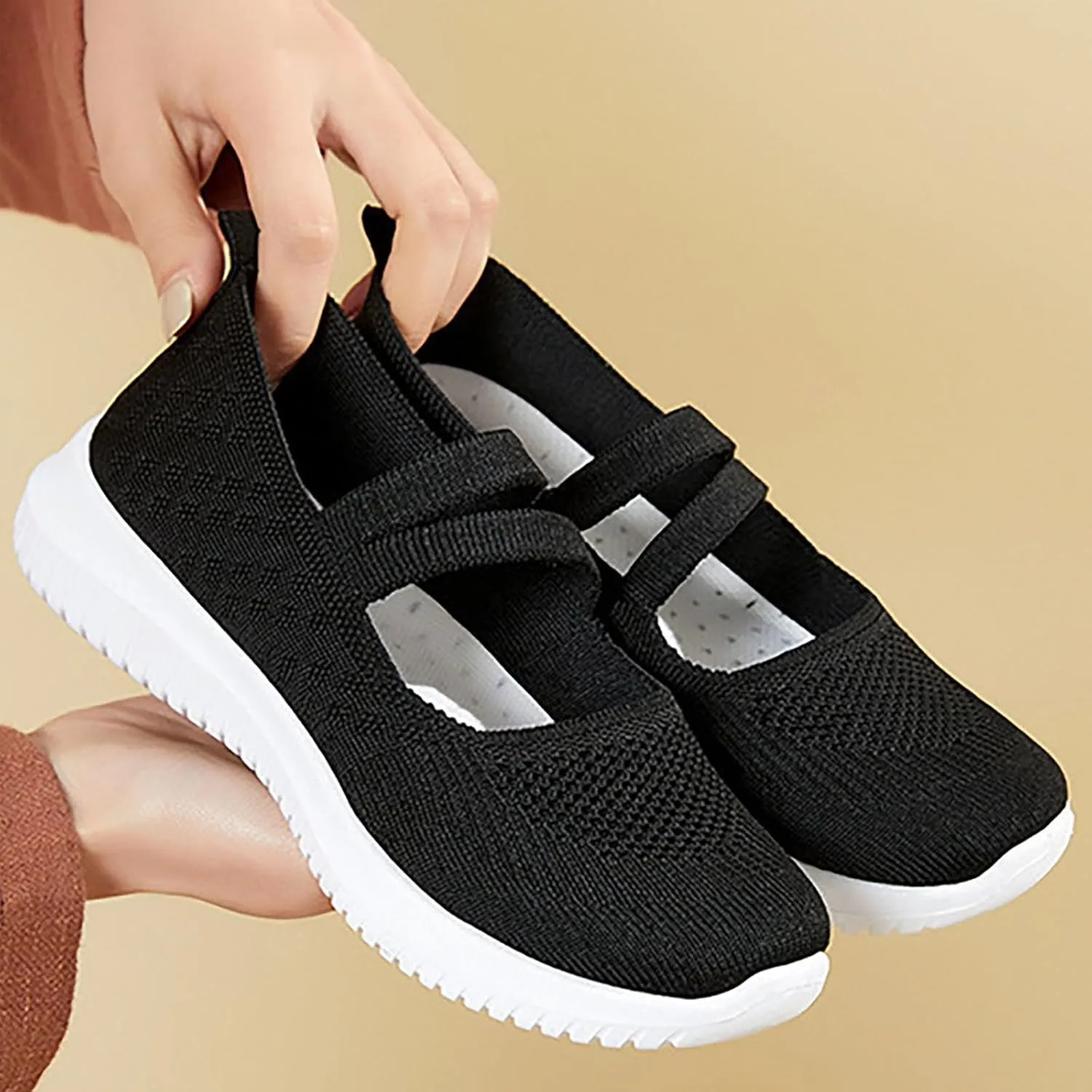 Women Flat Shoes Loafers Breathable Woven Go Walking Soft Orthopedic Shoes Slip On Foam Shoes Arch Support Sneakers