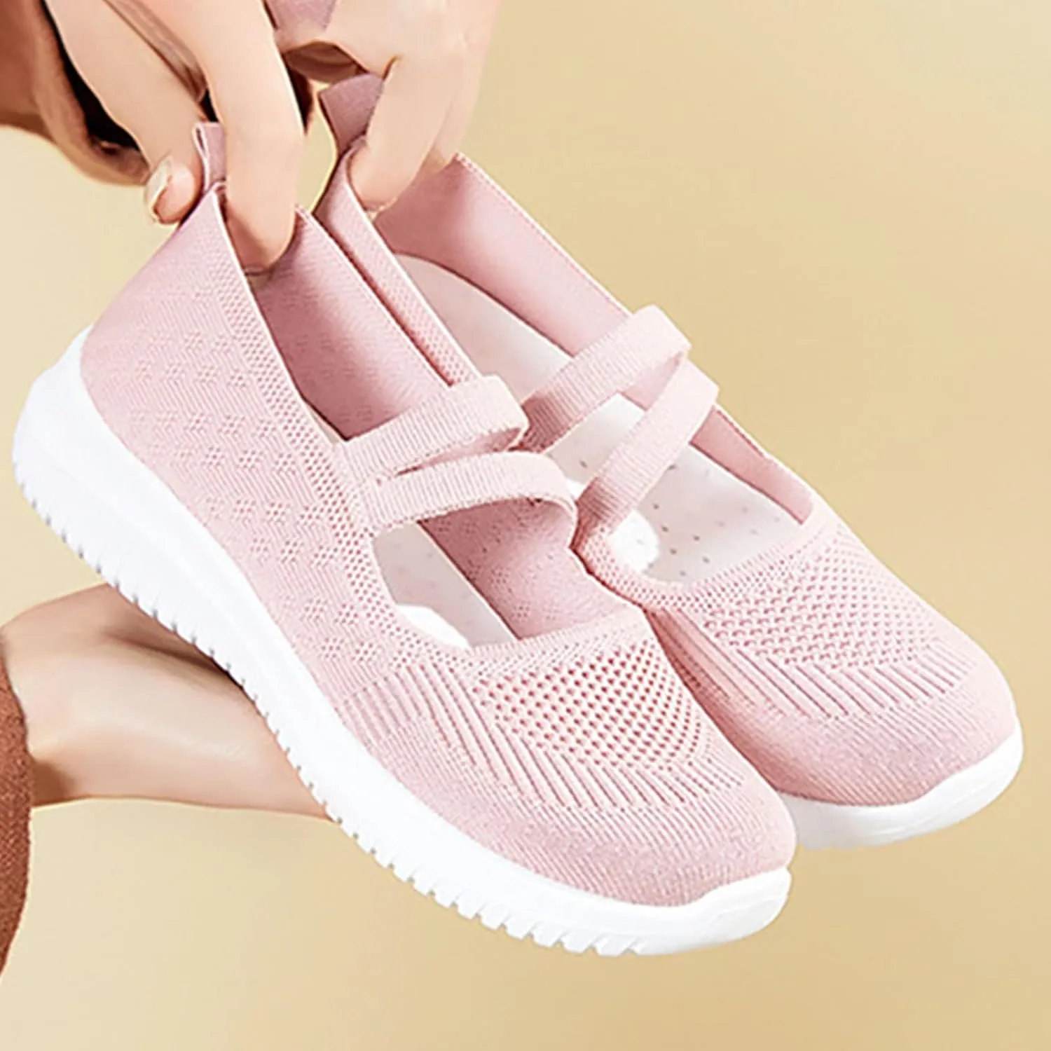Women Flat Shoes Loafers Breathable Woven Go Walking Soft Orthopedic Shoes Slip On Foam Shoes Arch Support Sneakers
