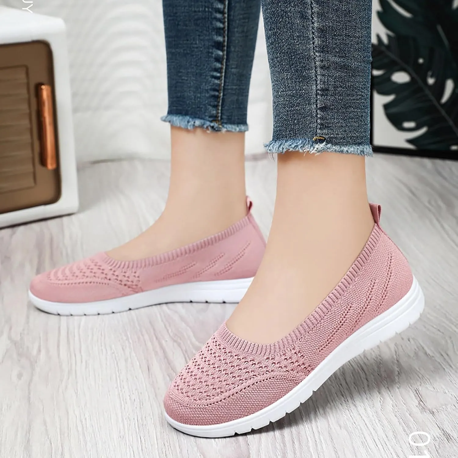 Women Flat Shoes Soft Orthopedic Shoes Round Toe Breathable Go Walking Slip On Casual Shoes Walking Dress Shoes Canvas