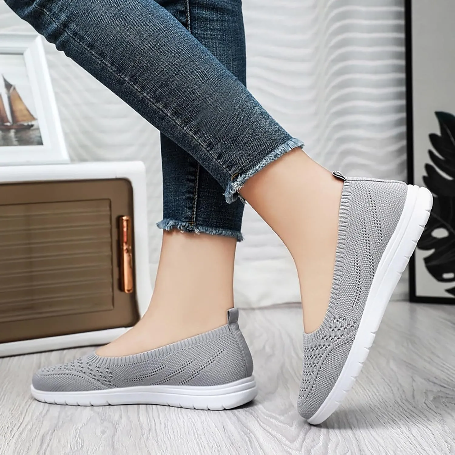 Women Flat Shoes Soft Orthopedic Shoes Round Toe Breathable Go Walking Slip On Casual Shoes Walking Dress Shoes Canvas