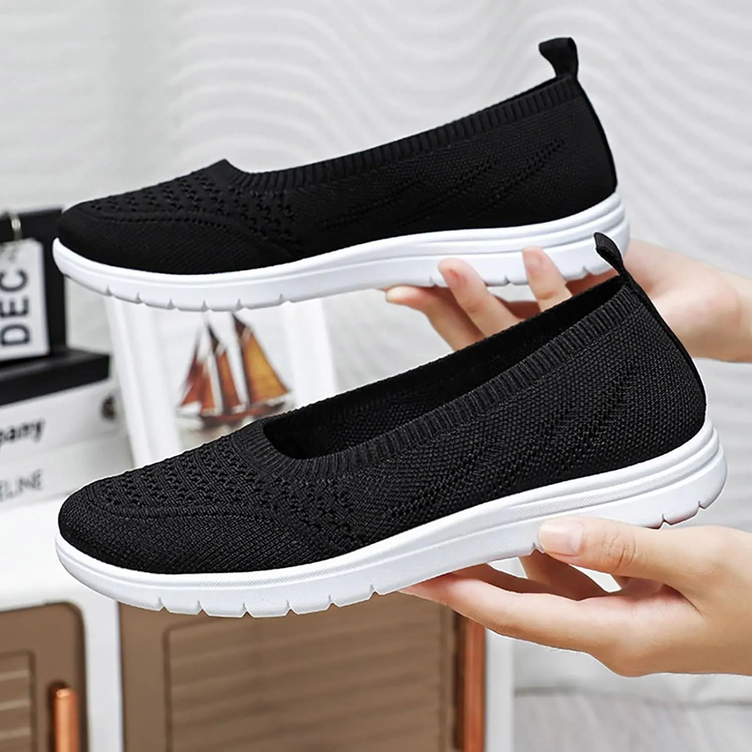 Women Flat Shoes Soft Orthopedic Shoes Round Toe Breathable Go Walking Slip On Casual Shoes Walking Dress Shoes Canvas
