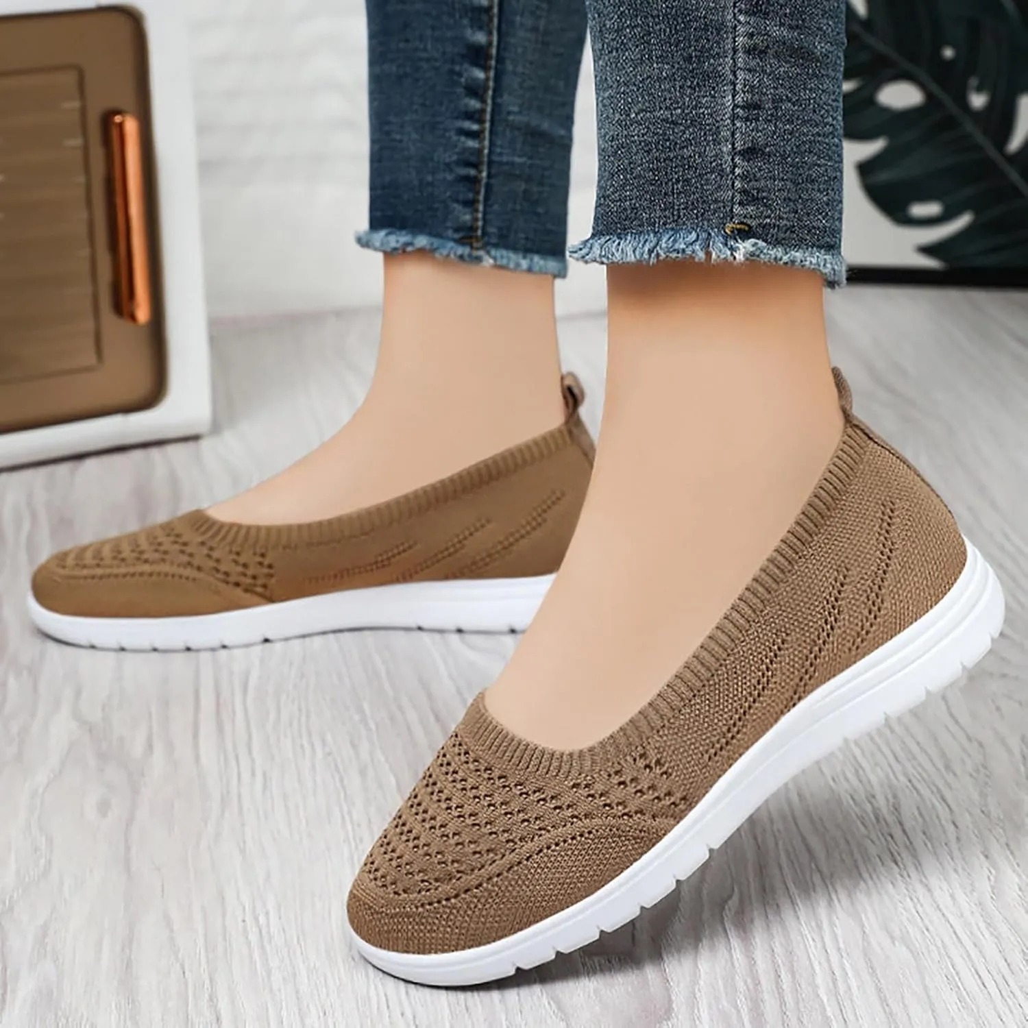Women Flat Shoes Soft Orthopedic Shoes Round Toe Breathable Go Walking Slip On Casual Shoes Walking Dress Shoes Canvas