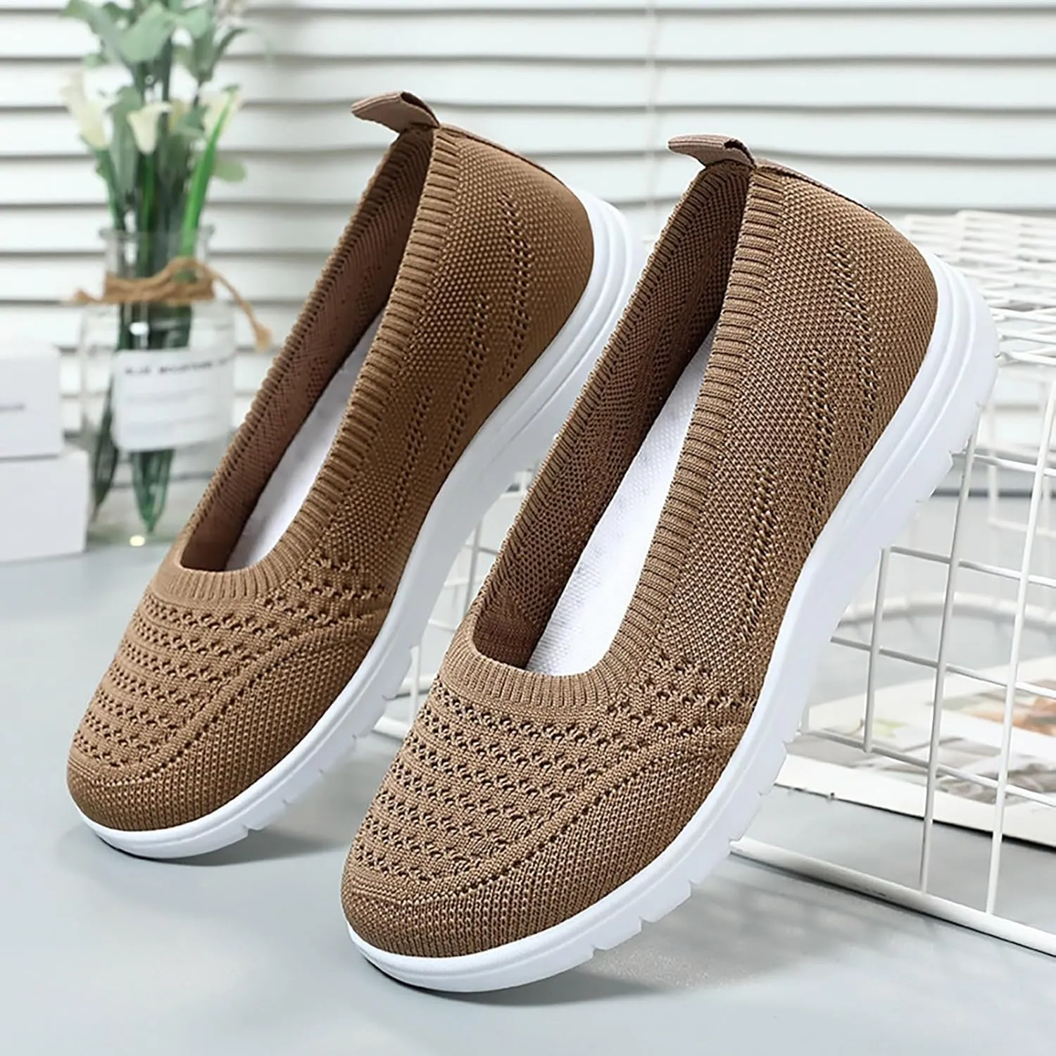 Women Flat Shoes Soft Orthopedic Shoes Round Toe Breathable Go Walking Slip On Casual Shoes Walking Dress Shoes Canvas