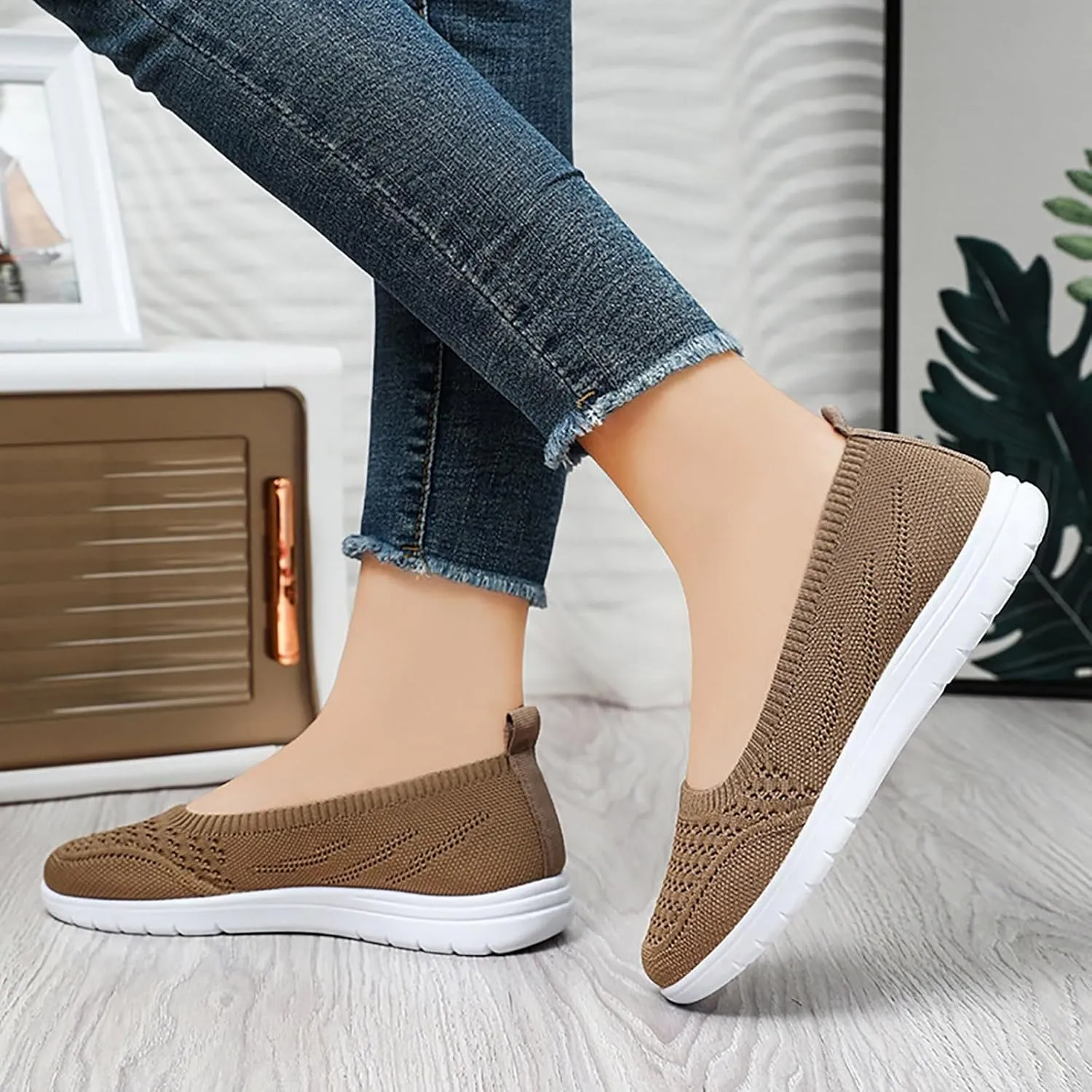 Women Flat Shoes Soft Orthopedic Shoes Round Toe Breathable Go Walking Slip On Casual Shoes Walking Dress Shoes Canvas