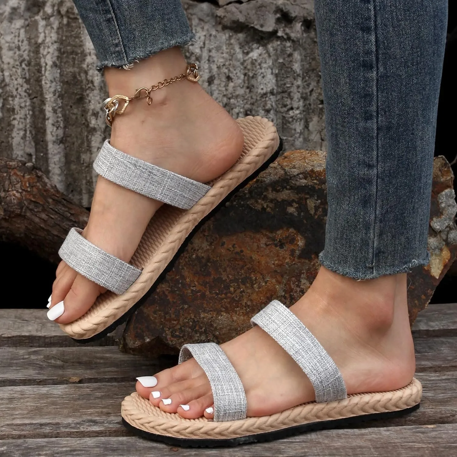 Women Flat Slippers Fashion Waterproof Beach Slippers Flat Multi Color Sandals Foldable Slippers for Women