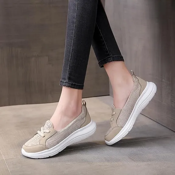 Women Orthopedic Walking Shoes,Women’s Breathable Comfy Slip On Arch Support Nonslip Fashion Shoes 2024 Wide Width Woven Orthopedic Soft Loafers Sneakers Boat Shoes