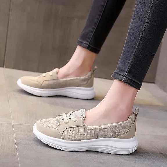 Women Orthopedic Walking Shoes,Women’s Breathable Comfy Slip On Arch Support Nonslip Fashion Shoes 2024 Wide Width Woven Orthopedic Soft Loafers Sneakers Boat Shoes
