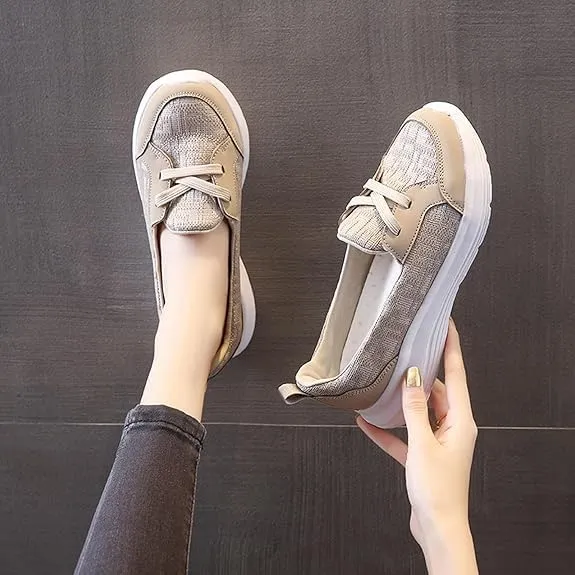 Women Orthopedic Walking Shoes,Women’s Breathable Comfy Slip On Arch Support Nonslip Fashion Shoes 2024 Wide Width Woven Orthopedic Soft Loafers Sneakers Boat Shoes