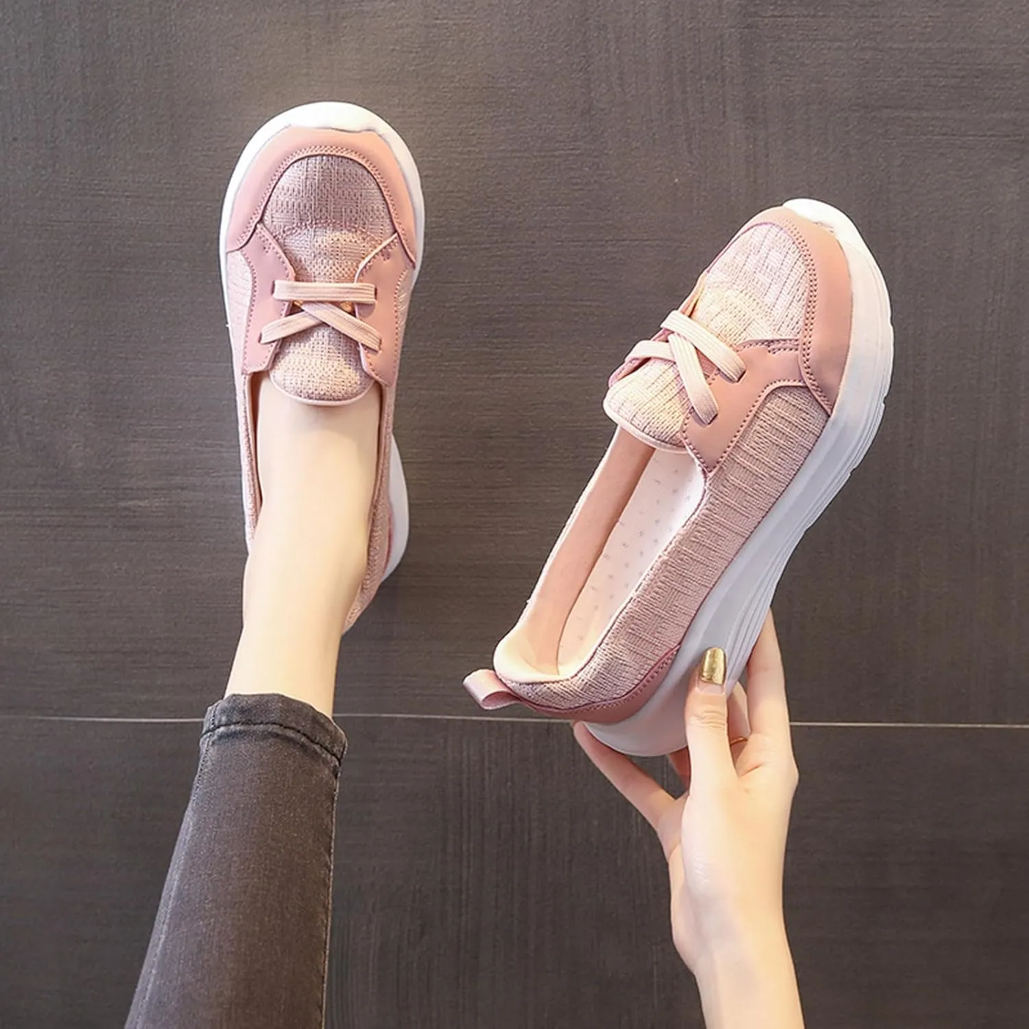 Women Orthopedic Walking Shoes,Women’s Breathable Comfy Slip On Arch Support Nonslip Fashion Shoes 2024 Wide Width Woven Orthopedic Soft Loafers Sneakers Boat Shoes