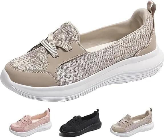 Women Orthopedic Walking Shoes,Women’s Breathable Comfy Slip On Arch Support Nonslip Fashion Shoes 2024 Wide Width Woven Orthopedic Soft Loafers Sneakers Boat Shoes