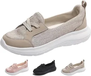 Women Orthopedic Walking Shoes,Women’s Breathable Comfy Slip On Arch Support Nonslip Fashion Shoes 2024 Wide Width Woven Orthopedic Soft Loafers Sneakers Boat Shoes