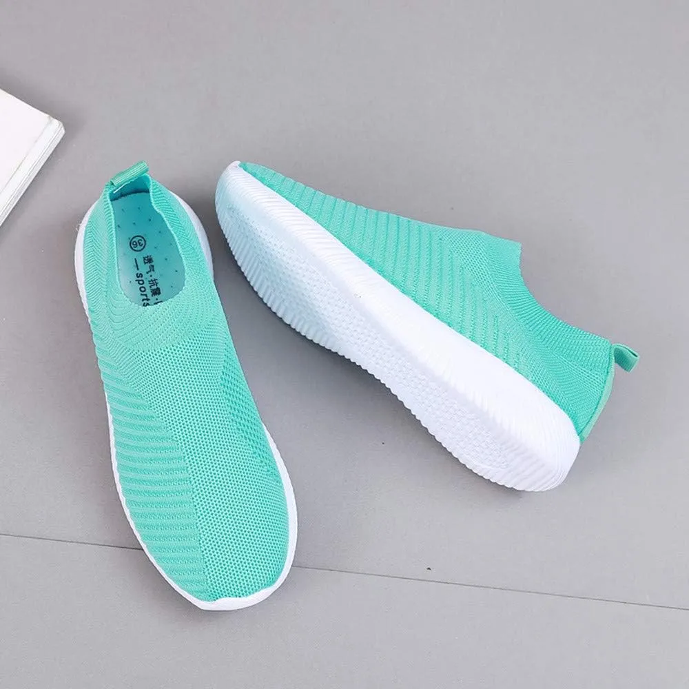 Women Sock Sneaker Lightweight Comfy Walking Shoes Breathable Casual Pull-on Daily Shoes Summer Running Shoes (Green, 7)