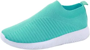 Women Sock Sneaker Lightweight Comfy Walking Shoes Breathable Casual Pull-on Daily Shoes Summer Running Shoes (Green, 7)