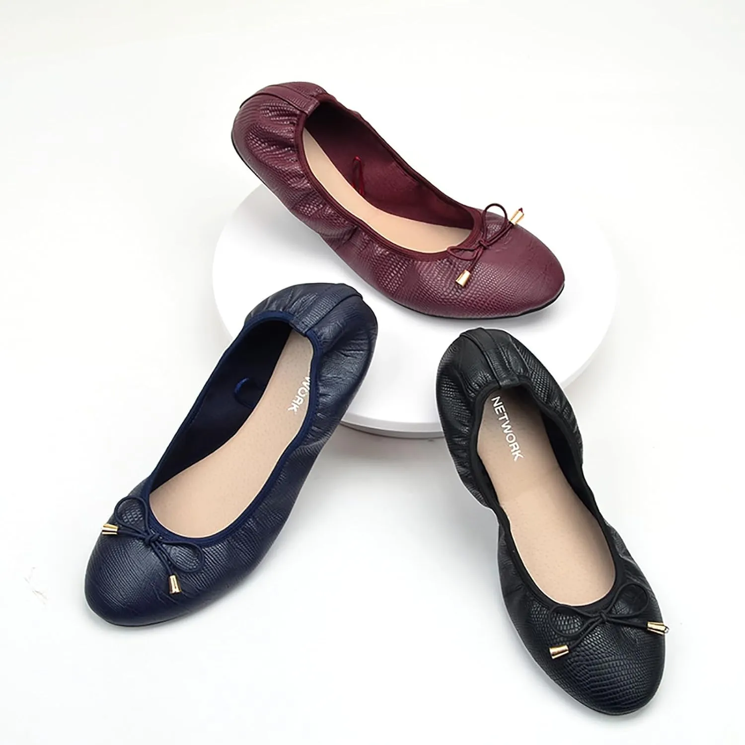 Women's Ballet Flats Shoes Non Slip Casual Flats Shoe Round Toe Foldable Walking Ballerina Shoes for Women