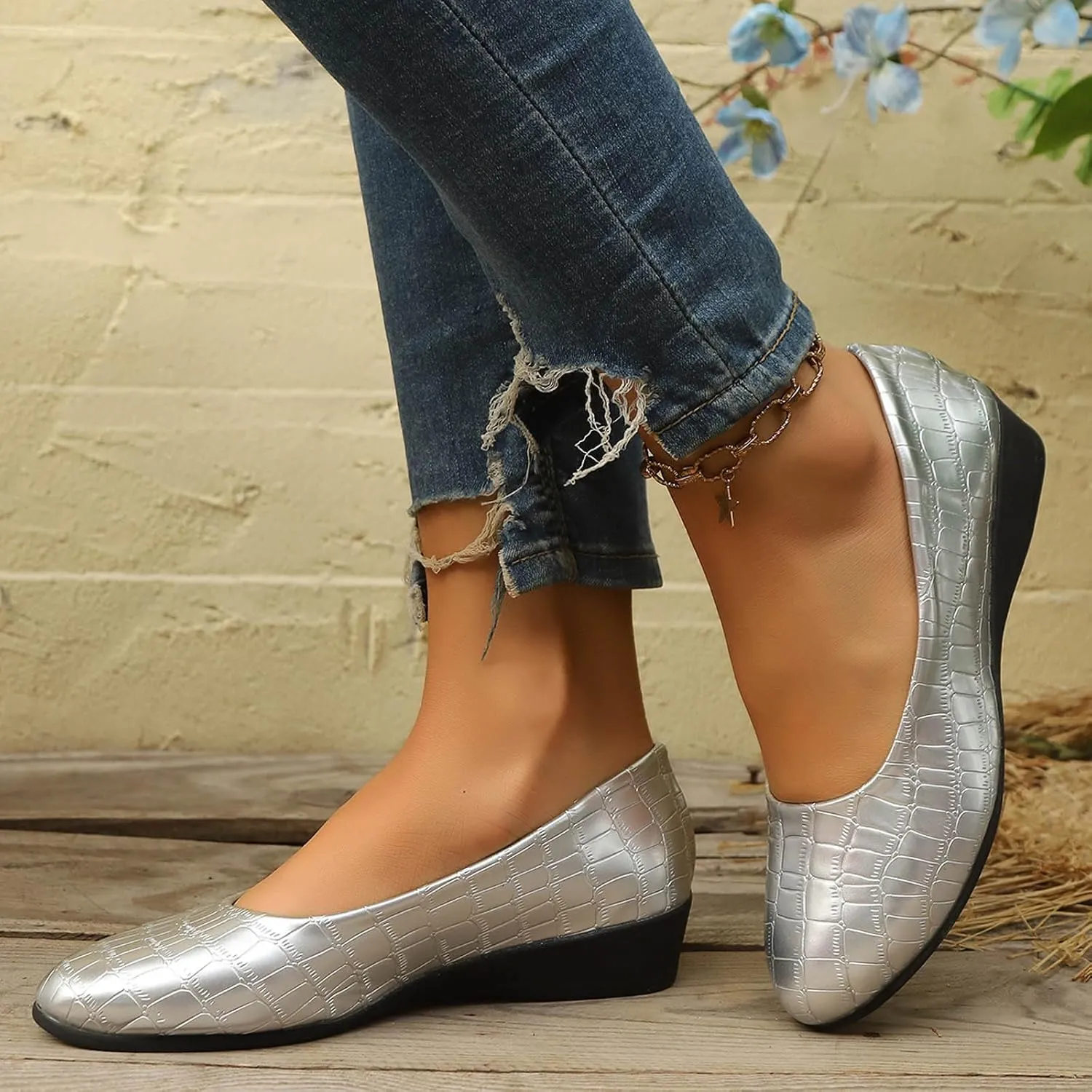 Women’s Comfortable Ballet Dressy Work Flats, Round Toe Slip on Office Shoes
