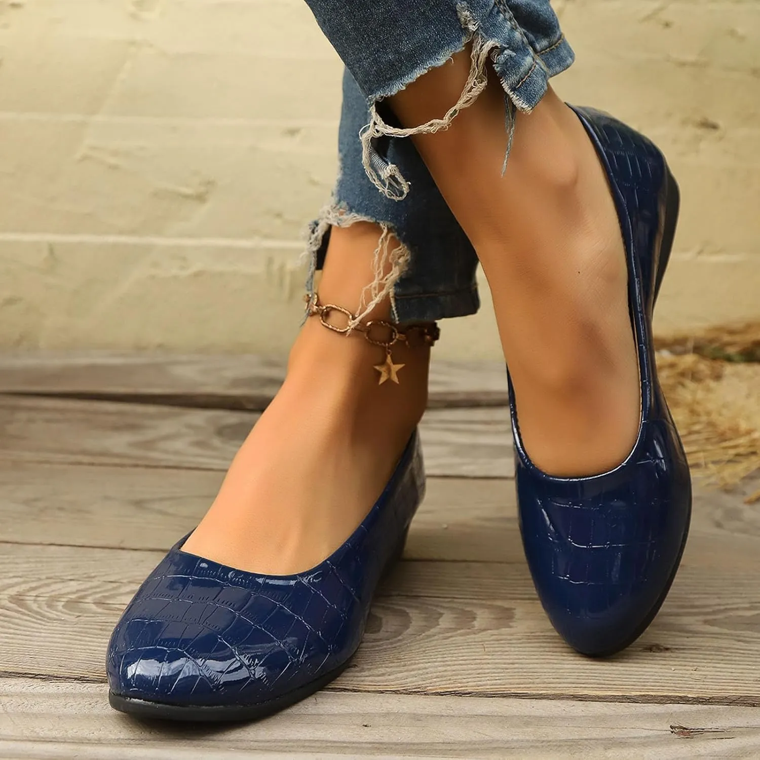 Women’s Comfortable Ballet Dressy Work Flats, Round Toe Slip on Office Shoes