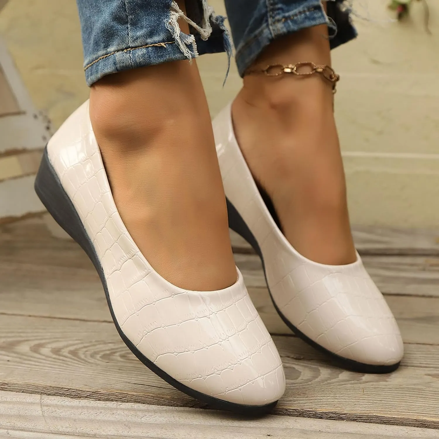 Women’s Comfortable Ballet Dressy Work Flats, Round Toe Slip on Office Shoes